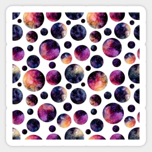 Watercolor Bright Pink Nebula and Polka Dots Sticker